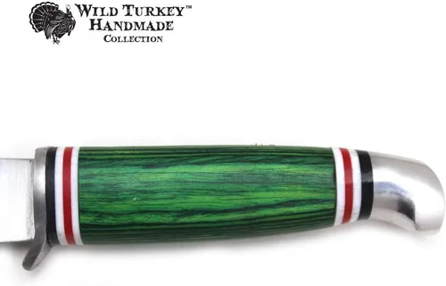 Miniatura 4 de Colección Color Mango de Madera Hoja Fija Skinner Cuchillo con Funda de Cuero (Verde)
