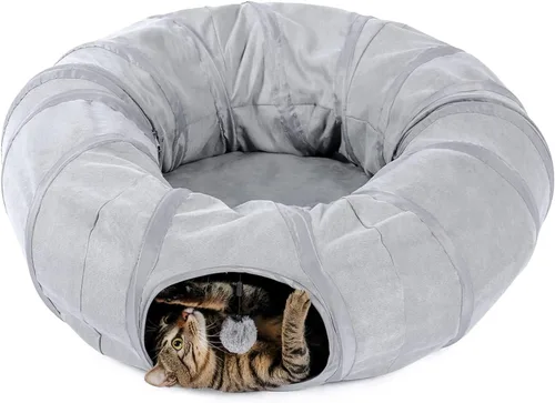 Miniatura 4 de PAWZ Road Cama Túnel para Gatos, Túnel Grande de Dona para Gatos de Interior, Tubo Plegable para Gatos con Alfombrilla Central, Agujero