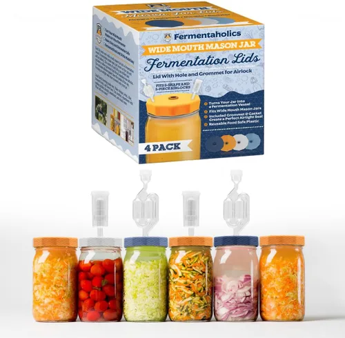 Miniatura 7 de Fermentaholics Juego de esclusas con ojales – 4 esclusas y 8 ojales para vino casero, cerveza, sidra, kimchi, chucrut – conservación, elaboración