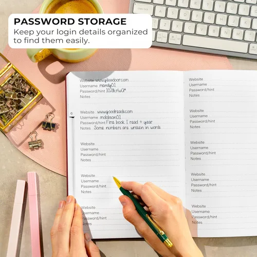 Miniatura 3 de Clever Fox - Libreta de contraseñas con pestañas alfabéticas, organizador de direcciones de Internet, tamaño grande, para inicios de sesión en Rojo