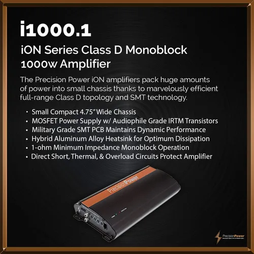 Miniatura 4 de Precision Power i1000.1 650W Clase D Monoblock Amplificador