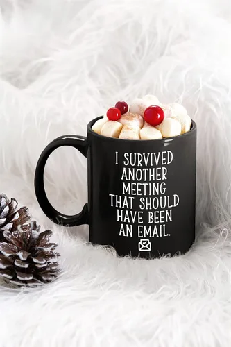 Miniatura 5 de Taza de café divertida con texto en inglés "I Survived Another Meeting That Should Have Been An Email Gift For Boss Office" "I Survived Another