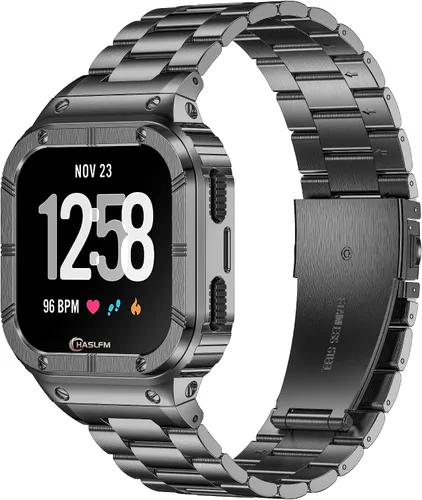 Miniatura 9 de Correas de reloj de acero inoxidable con funda compatible con Fitbit Versa 4/Versa 3/Versa 2/Versa 1/Fitbit Versa Lite/Fitbit Sense 2/Sense 1