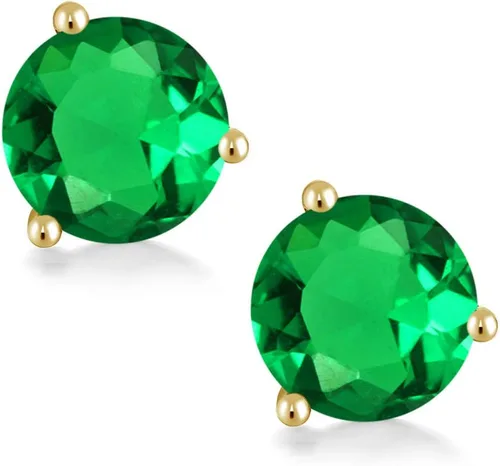 Miniatura 156 de Gem Stone King Aretes de oro de 14 quilates, 0.236 in, piedra natal redonda, Martini, 3 puntas, aretes de oro para mujer