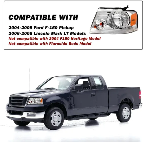 Miniatura 5 de SOCKIR Conjunto de faros delanteros con bombillas compatibles con Ford F150 Pickup 2004-2008/Lincoln Mark LT 2006-2008 para el lado del pasajero
