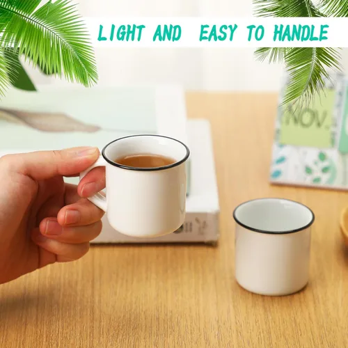 Miniatura 2 de Uiifan 12 piezas de tazas de café de cerámica blancas vintage en volumen Espresso tazas mini de té para el hogar y viajes con asa Tazas DIY para té