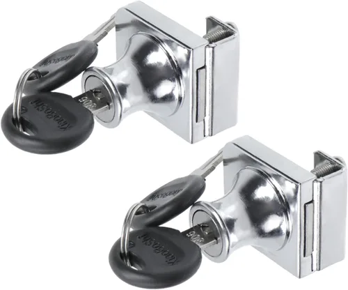 Miniatura 20 de Cerradura de vitrina sin taladro para vidrio de 0.2 a 0.3 pulgadas, llave igual, montaje puerta a puerta, 2 juegos ovalados cromados de 3.35 x 1.49