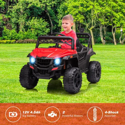 Miniatura 7 de UTV para niños con control remoto, ruedas eléctricas de 12 V para niños, juguetes con suspensión de resorte, FM, luces LED, puerto auxiliar, música