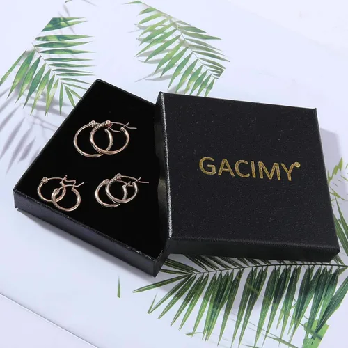 Miniatura 7 de Gacimy Aretes de aro de oro para mujer chapados en oro real de 14 quilates con poste de plata de ley 925