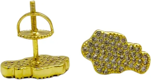 Miniatura 4 de Aretes de tuerca de plata de ley 925 con acabado de oro amarillo de 18 quilates para hombre