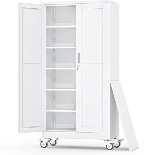 Miniatura 28 de Gabinete de Almacenamiento de Metal Negro, Gabinete de Almacenamiento Alto de 36" con Cerradura y 2 Estantes Ajustables, Organizador de Casillero