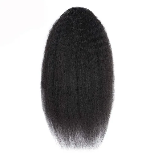 Miniatura 5 de Extensión de cola de caballo con cordón, cabello humano afro rizado para mujeres negras, extensiones de cabello virgen brasileño Remy Yaki