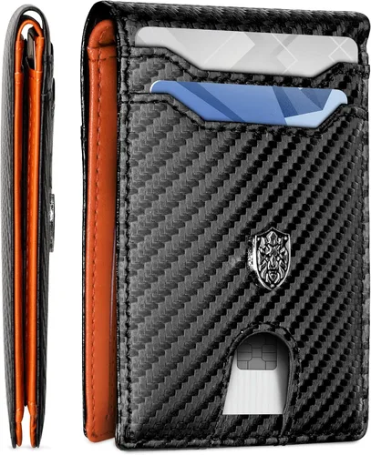 ALPHA PAIR Cartera RFID para hombre Cartera delgada para hombre Cartera para hombre con 10 tarjeteros de crédito y 1 ventana de identificación
