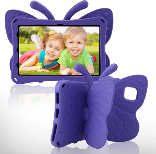 Miniatura 31 de FW Fire 7 - Funda para tablet para niños, Amazon Fire 7 2022, funda de mariposa con luz de atril, EVA, protección contra caídas, resistente, a
