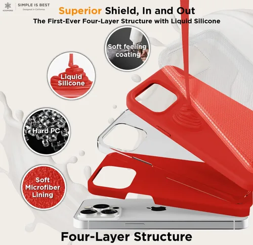 Miniatura 2 de IceSword Funda compatible con iPhone 15 Pro, silicona líquida, delgada, protección de cuerpo completo, suave, antiarañazos, color rojo, para hombres