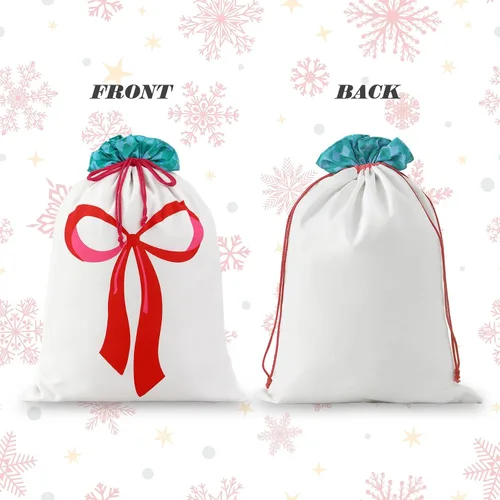 Miniatura 3 de THOVSMOON Saco de Navidad de Papá Noel con cordón, bolsa de regalo de lona de Santa Claus de 19.7 x 27.5 pulgadas, reutilizable, regalos de Navidad