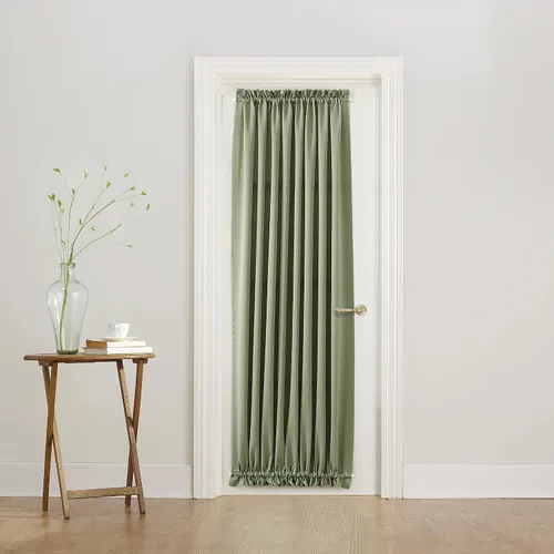 Miniatura 78 de Sun Zero Barrow - Panel de cortina para puerta con bolsillo para barra, de eficiencia energética, 54" x 72", color moca Marrón Mocha