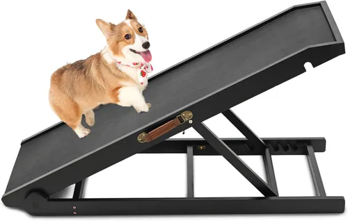 Miniatura 12 de Rampa para perros, rampa plegable de madera ajustable de 5 niveles para cama mediana, sofá, SUV - Alta tracción, rampas portátiles para mascotas