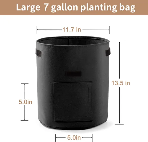 Miniatura 5 de Bolsas para macetas de patata, paquete de 3 bolsas de cultivo de 7 galones, macetas de tomate con aireación con solapa y asas (negro)