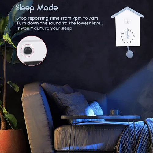 Miniatura 4 de KEYPOWER - Reloj de cuco, reloj de pared de cuco, sonidos de pájaros de cuco o llamada, péndulo de reloj con diseño, casa de pájaros, arte de pared