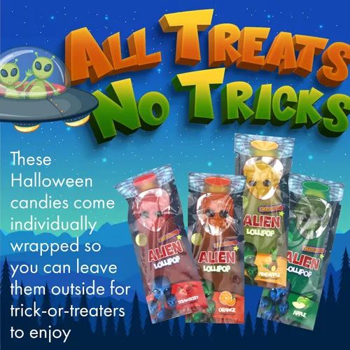 Miniatura 7 de Fusion Select - Paletas de Halloween de Alienígenas - Dulces de Truco o Golosina para Niños - Paletas de Dulces Temáticas de Halloween