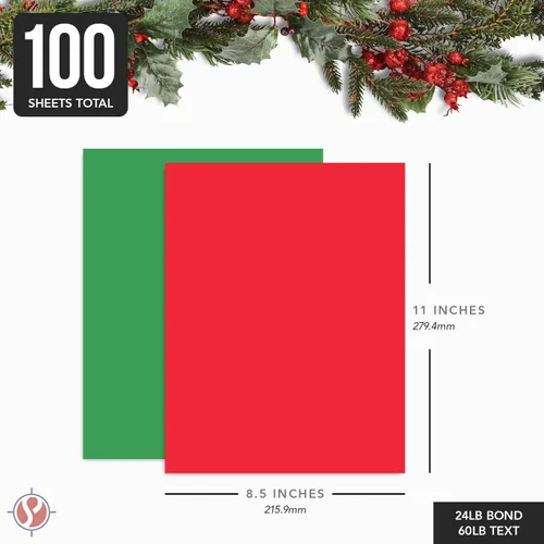 Miniatura 7 de Papel de colores navideños: perfecto para artes y manualidades de Navidad y Año Nuevo, invitaciones y anuncios de fiesta, enlace de 24 libras, texto