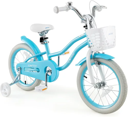 Miniatura 25 de BABY JOY Kids Bike, 12 14 16 18 20 Inch Boys Girls Bike w/Adjustable Seat, Removable Basket, Handbrake & Coaster Brake, Training Wheels or Turquesa