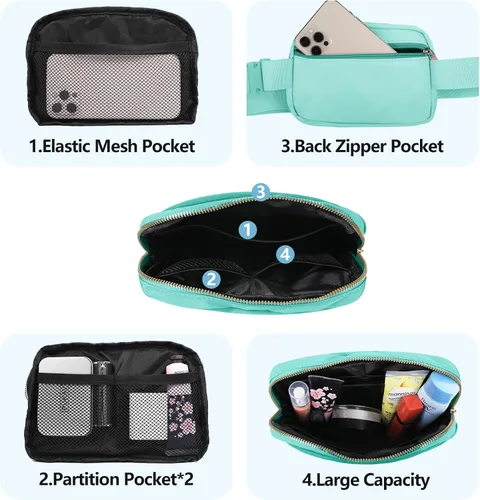 Miniatura 131 de Riñonera cruzada para mujeres y hombres, bolsa para cinturón para senderismo con correa ajustable, riñonera para correr, entrenamiento, deportes