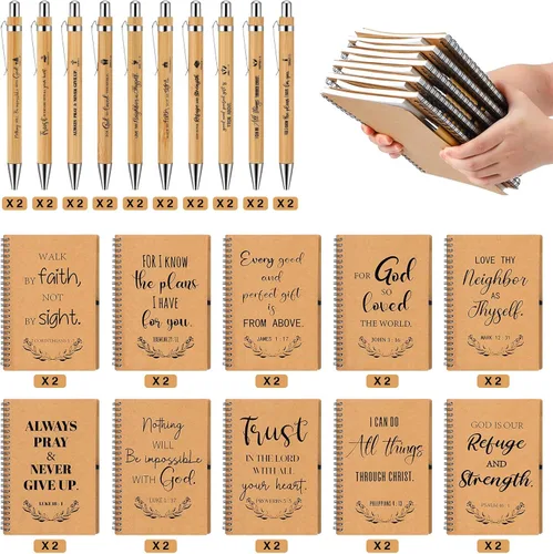 Miniatura 4 de Sayglossy 40 unidades de regalos cristianos a granel para el día de la madre, cuaderno inspirador en espiral, versículo bíblico, bolígrafo pequeño