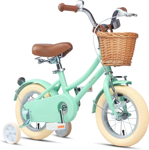 Miniatura 15 de Glerc Little Molly - Bicicleta de crucero retro para niños de 2 a 13 años de edad con cesta de mimbre y ruedas de entrenamiento/soporte, varios