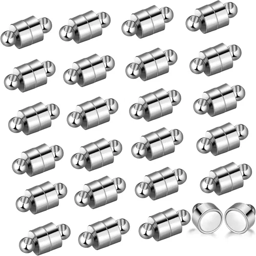 Sureio 24 pares de cierres magnéticos para collares, convertidor de imán, cierres de joyería, extensores de bloqueo para hacer pulseras y collares