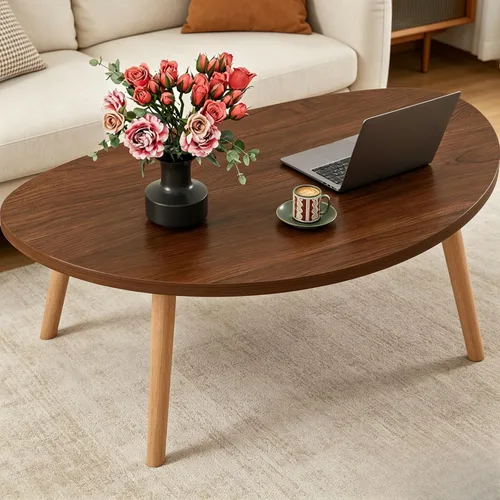 Miniatura 21 de FAMIDGE Mesa auxiliar, mesas auxiliares ovaladas pequeñas de 23.6 pulgadas para espacios pequeños con 4 patas de madera maciza, mesa de pie
