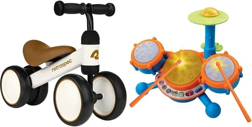 Miniatura 10 de Retrospec Cricket Baby Walker Bicicleta de equilibrio con 4 ruedas para edades de 12 a 24 meses, bicicleta de juguete para niños de 1 año - Juguetes