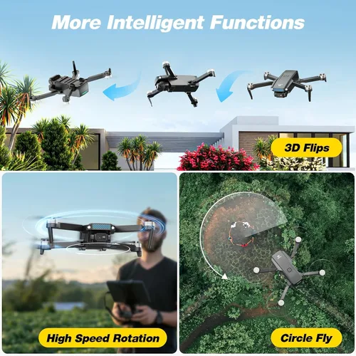Miniatura 4 de DEERC Dron con cámara 1080P, D20S Mini drones FPV para niños, adultos y principiantes; cuadricóptero plegable RC con motor sin escobillas, 2