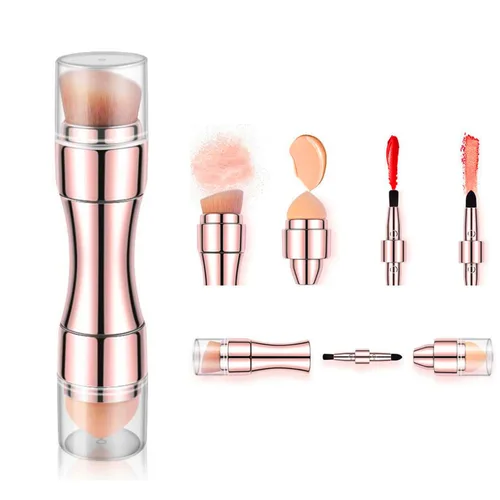Juego de pinceles de maquillaje 4 en 1, pincel para sombra de ojos, labios, cara, corrector, colorete y base de maquillaje todo en uno, retráctil,