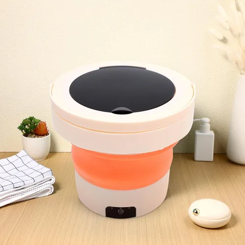 Miniatura 7 de Lavadora portátil plegable pequeña lavadora con rotación de alta velocidad para viajes, camping, viajes de negocios, diseño ligero para eliminar