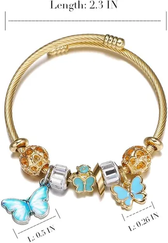 Miniatura 6 de Dmaiy Pulseras de oro con dije de luna, pulsera de cuentas para mujeres y niñas