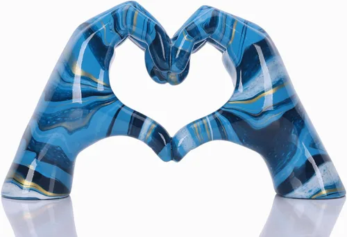 Decoración colorida de mano en forma de corazón, estatua de mano en forma de corazón, escultura de dedo de amor para decoración de boda, adecuada