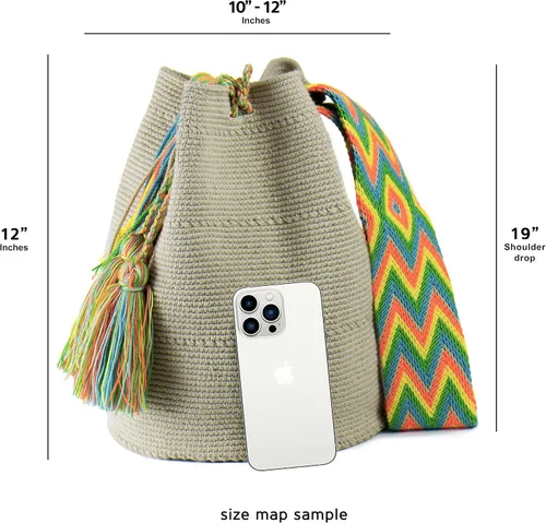 Miniatura 4 de Wayuu Classic Boho Collection - Bolso de mano tejido de ganchillo para playa