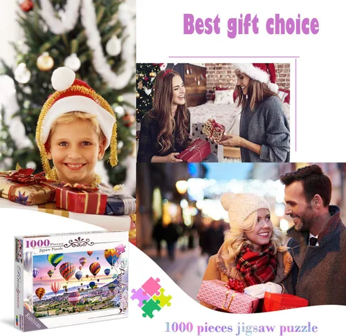 Miniatura 5 de Rompecabezas para adultos de 1000 piezas para adultos – Globos de aire caliente estilo paisaje rompecabezas juego de juguetes regalo