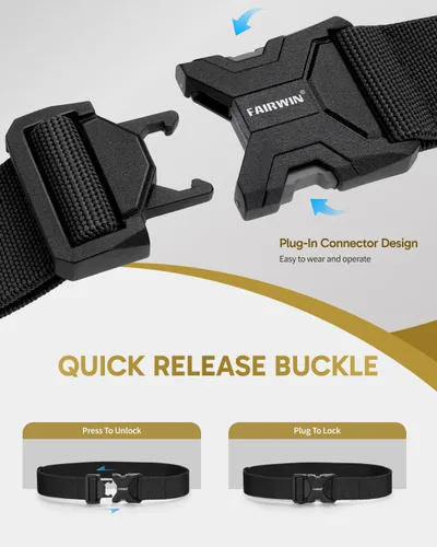 Miniatura 3 de FAIRWIN Tactical Belt Men, 1.5" Stretch Nylon Web Military Hiking Rigger Work Belts with Quick-Release Seatbelt Buckle
