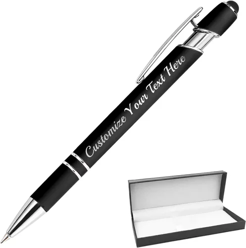 Bolígrafos personalizados con punta de lápiz digital, bolígrafos grabados personalizados, bolígrafo de bola de tacto suave, bolígrafos con nombre