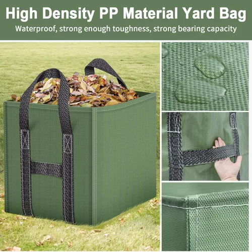 Miniatura 4 de Paquete de 2 bolsas de basura reutilizables de 66 galones, bolsa plegable de alta resistencia para hojas de jardín, bolsas de basura, contenedor