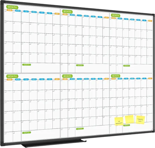 Miniatura 8 de JILoffice Calendario de Pizarra Blanca Magnética de Borrado en Seco, Planificador de Pizarra Blanca de 2 Meses 36 X 24 Pulgadas, Tablero con Marco