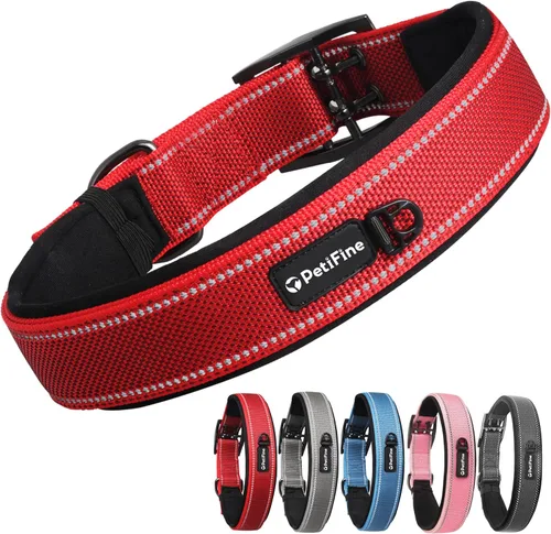 Miniatura 9 de Collares para perros PetiFine para perros medianos, acolchados de neopreno y ajustables, collares para mascotas reflectantes anchos y resistentes