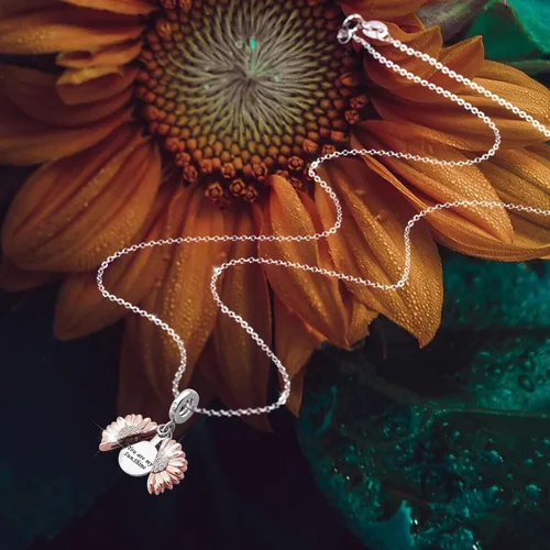 Miniatura 6 de You are My Sunshine - Colgante de oro rosa con diseño de girasol para pulsera Pandora