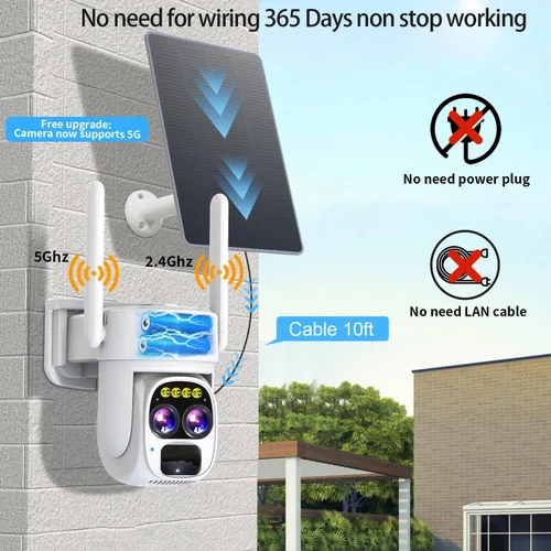 Miniatura 2 de LETSCEE Cámaras de seguridad inalámbricas para exteriores con energía solar para seguridad del hogar, vista de 360° exterior, detección de Paquete