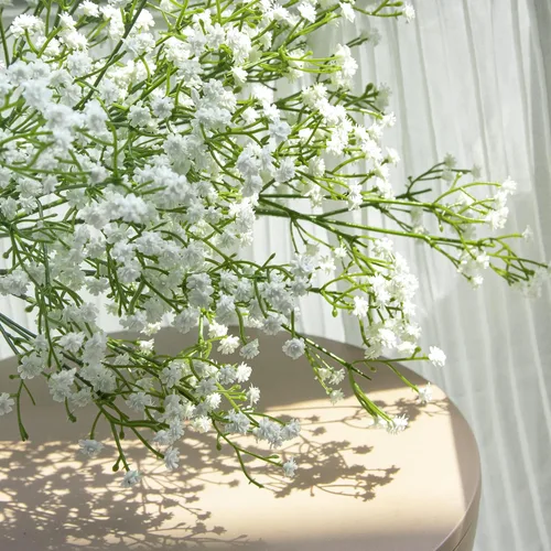 Miniatura 4 de Ramo de flores artificiales de gypsophila blanca con 12 tallos de flores de tacto real para bodas, fiestas, coronas, arreglos florales, decoración