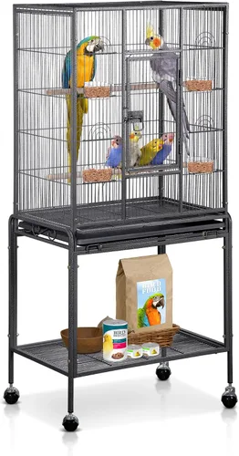 SUPER DEAL Jaula grande de hierro forjado de 53 pulgadas para cacatúas, conure, periquitos, pinzones, Budgie, Lovebird Canary, casa mediana para