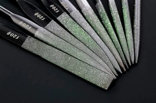 Miniatura 5 de Juego de 10 limas de aguja de diamante de precisión de grano 120 con revestimiento de níquel endurecido para archivar metal cerámica vidrio piedra